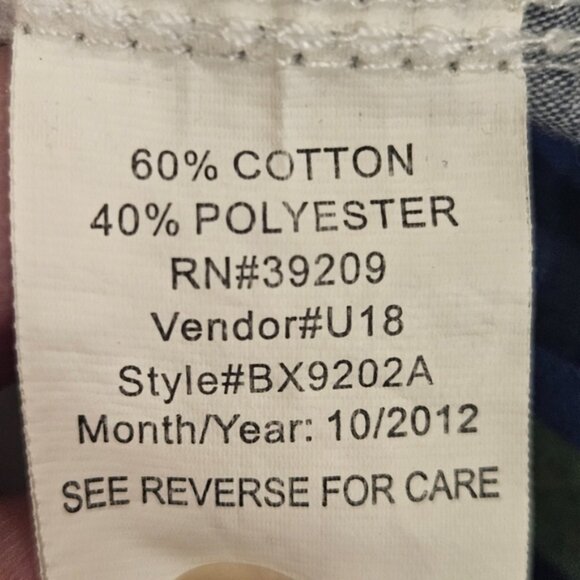 Burnside SZ 2XL Short Sleeve Blue Green Plaid Collared Button Up Country Shirt - Picture 5 of 8